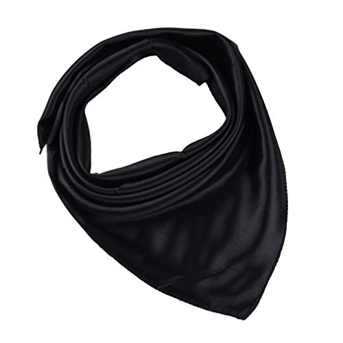 Xiang Ru La seda cuadrada del satén del color puro le gusta las envolturas ligeras del dormir del pelo de las bufandas para las mujeres, Negro, talla única Cover