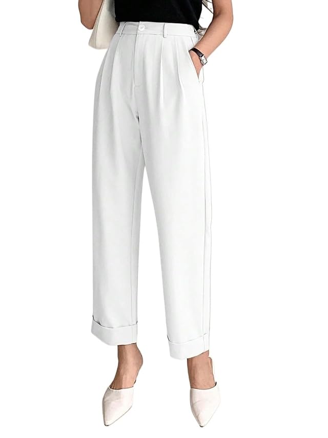 RAISER Womens Business Work Casual Pants High Waist Roll Up Hem Pants