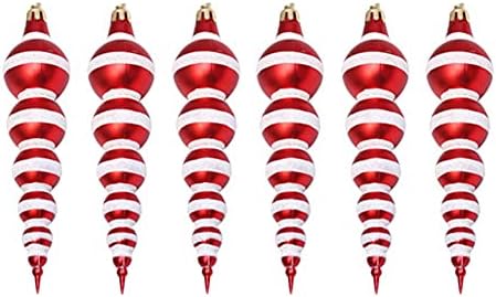 6 Pcs Personalised Christmas Tree baubles, Gourd-shaped Red White Shatterproof Christmas Balls baubles Xmas Tree Pendants for Home Holiday Christmas Tree Decoration (6 Pcs, Red)