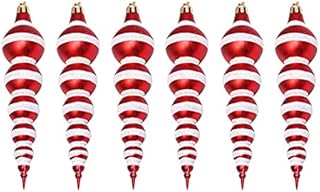 6 Pcs Personalised Christmas Tree baubles, Gourd-shaped Red White Shatterproof Christmas Balls baubles Xmas Tree Pendants for Home Holiday Christmas Tree Decoration (6 Pcs, Red)