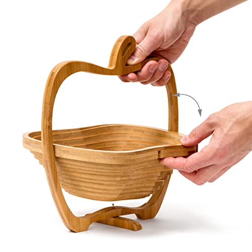 Relaxdays Foldable Apple-Shaped Basket: 30 x 27 x 22.5 cm Folding Bamboo Fruit Bowl Holder Basket And Cutting Board Wooden Fruit Bowl With An Apple-Design, Natural Brown - Cosy Home Interiors Relaxdays Foldable Apple-Shaped Basket: 30 x 27 x 22.5 cm Folding Bamboo Fruit Bowl Holder Basket And Cutting Board Wooden Fruit Bowl With An Apple-Design, Natural Brown - Image 6