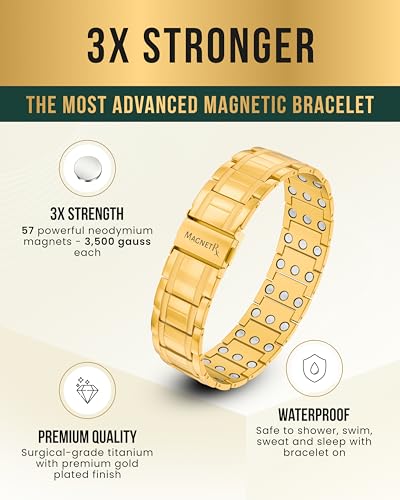 Image of MagnetRX 3X Strength Titanium Magnetic Bracelet - Magnetic Bracelets for Men - Premium Fold-Over Clasp and Adjustable Length with Sizing Tool