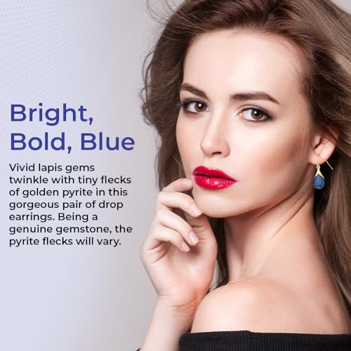 Genuine Lapis Lazuli Teardrop Earrings, 14K Gold over Sterling Silver Dangle Setting, Gemstone Jewelry for Women3