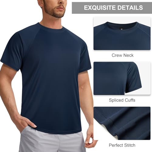 Mens Swimming Shirts Short Sleeve UPF 50 Quick Dry Sun Protection Rash Guard Shirts for Fishing Running4