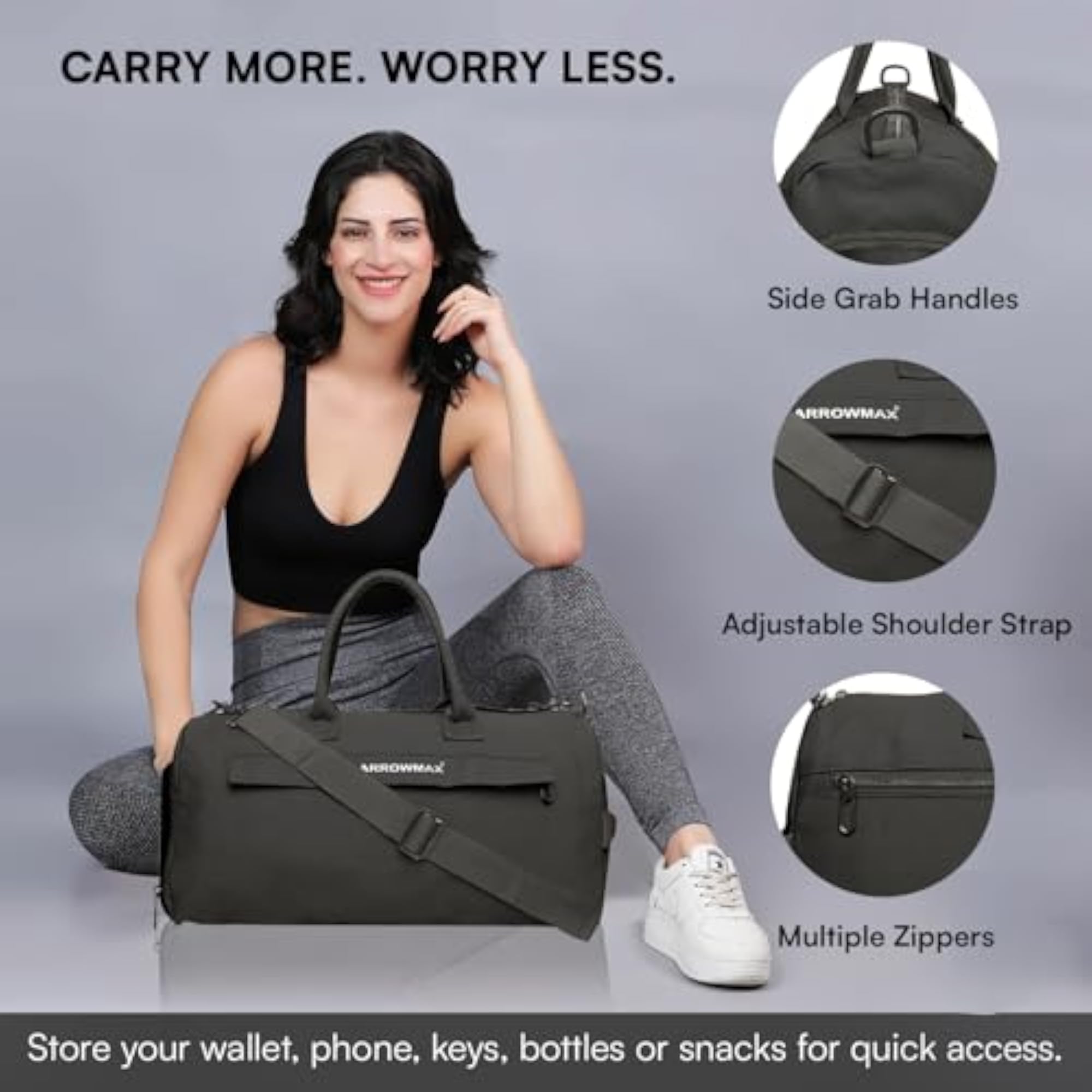 Water-Resistant Gym Bag with Shoe Compartment, Unisex