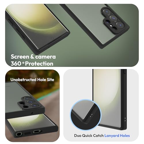 Image of KAPAVER Hybrid Clear Back Cover Case for Galaxy S23 Ultra | Protective Shockproof Cleare Hard PC Soft Flexible Black TPU Cover