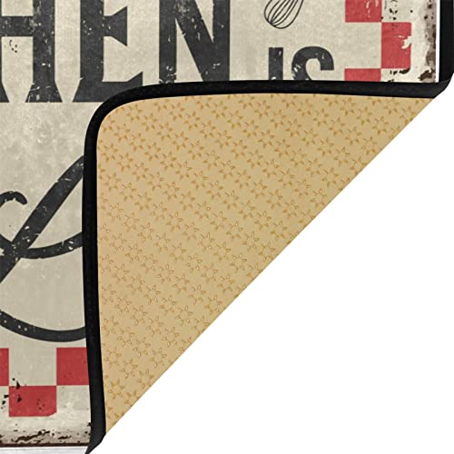 This Kitchen Is Seasoned With Love Kitchen Rug Red Heart Check Kitchen Mat Runner Rugs Non Slip Floor Door Mats Soft Doormat Carpet Home Decor 39 X 20 Inch #TOP5