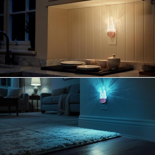 Image of DORESshop Night Lights Plug into Wall [2 Pack], Butterfly Night Light Plug in with 8-Color RGB, Dusk-to-Dawn Sensor, Rainbow LED NightLight for Bathroom, Cute Room Decor,Boys Girls Christmas Gift