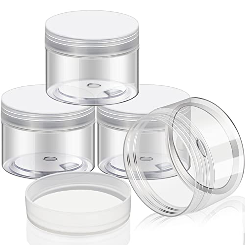 Image of Patelai 4 Pcs Plastic Jars Wide Mouth with Lids,4 Ounce,Clear