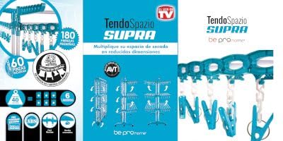 Corde à linge 44m BeProHome TendoSpazio Supra étendoir robuste 40kg