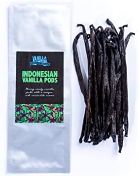 Vanilla Mart Indonesian Vanilla Pods - Pack of 10 - Whole Grade A Vanilla Beans - Premium Indonesian Vanilla - Vanilla Pods & Beans From Around The Globe