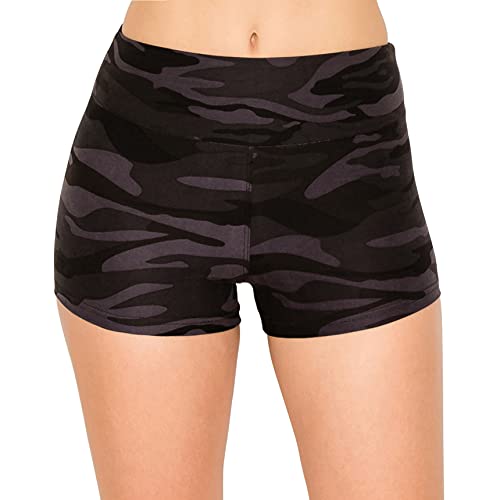 Image of ALWAYS Women Workout Yoga Shorts - Premium Soft Solid Stretch Cheerleader Running Dance Volleyball Short Pants Camo 153 XS