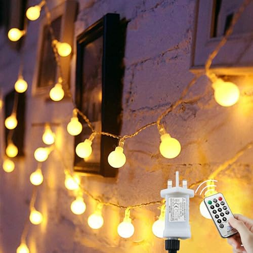 15M/49ft 120 LED Fairy Lights Plug in Powered, 8 Modes Christmas Lights Outdoor/Indoor, Garden Lights for Patio, Gazebo, Bedroom, Party Decorations (Warm White, 120LED)