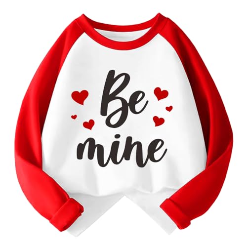 Kids Valentines Shirt Boys Girls Valentine's ABC I Love U Heart Heart XO XO Graphic Tees Raglan Toddler Long Sleeve Tops