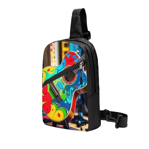 Art Guitar Pattern Print Men's and Women's Foldable Crossbody Bag,Sports Crossbody Bags,and Daily Chest Bags2