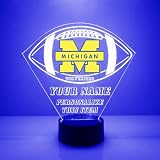Mirror Magic Store University of Michigan Wolverines Lámpara LED de fútbol/luz nocturna para fanáticos del deporte - Licencia oficial - Personalizar gratis