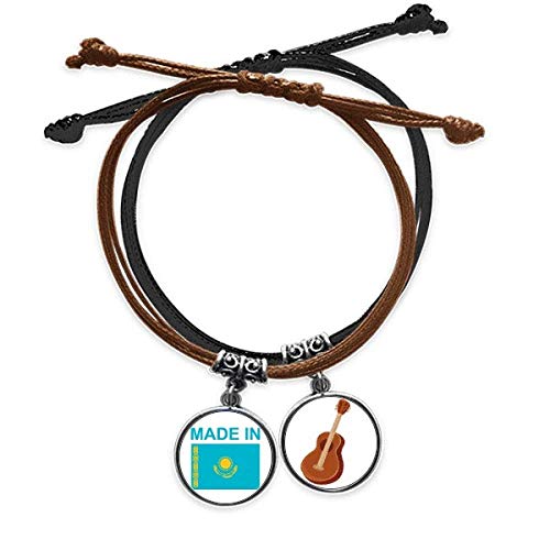 Pulsera de cuero de Kazajstán con cadena de mano trenzada y acabado artesanal