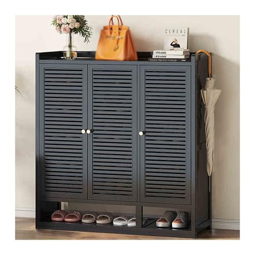 Zapatero negro de gran capacidad y armario pasillo de 88x32x95 cm 2