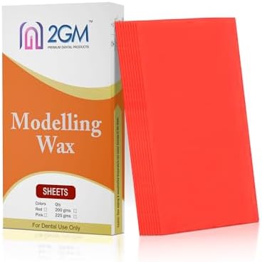 2GM Dental Modelling Wax - 200g, Precise Wax for Shaping & Casting, Professional Grade Modeling, Techniques & Dentistry Projects, 12 Sheets (Red)