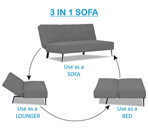 Image of Adorn India Xander 3 Seater Sofa Cum Bed (Grey) (3 Year Warranty)