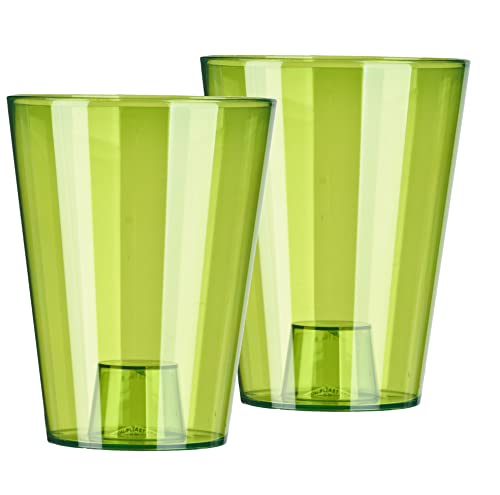 TYMAR Orchideentopf Übertopf, 2er-Pack, transparent, Blumentopf, Blumenkübel für Orchidee, Pflanzentopf aus Kunststoff, Moderne, schlanke, Runde Form, STOOKPS001 (Grün Transpartent, ø 12 cm) Cover