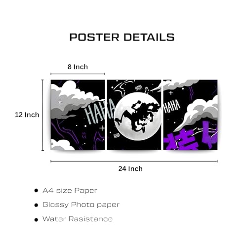 Image of ADRAIL STORE One Piece Anime Manga Poster, luffy Character Design Wall Poster 3 Panal - A4 Size, 300 GSM, Wall Decor Posters Wall Art For Bedroom, Living room, Office, Dining Room,No Frame (Luffy-2)