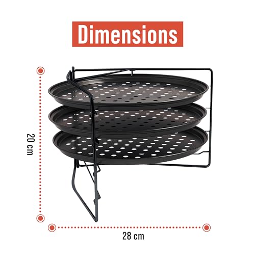 Assiette Pizza Inox Four Chef Pomodoro - Ustensiles de Cuisson avec Support Multi-Plaques