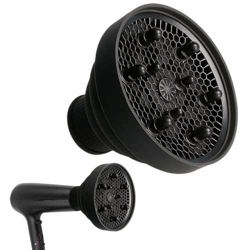 Difusor de pelo universal, accesorio difusor de pelo, difusor de silicona negra, ideal para rizos y ondas, apto para viajes