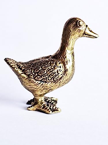 Image of Thai Sawasdee Wealth and Fortune Miniature Brass Duck Figurines, 1pc, 3.5 x 3.5 x 1 cm, for Home, Office, and Souvenir Gifts