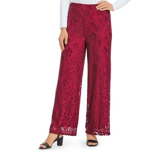 Collections Etc Elegant Elasticized Waist Lace Wide Leg Pants