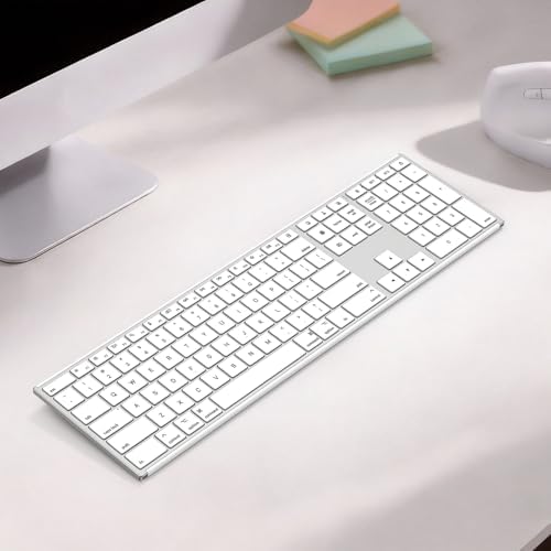 OMOTON Full Size Wireless Keyboard for Mac, Metal Frame, Silver — view 8