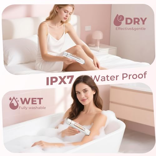 Image of Bikini Trimmer for Women, 2-in-1 Painless Electric Razor for Body and Pubic Hair, IPX7 Waterproof Shaver with Dual Heads - Rechargeable Lady Trimmer for Bikini, Underarm, and Leg (White)