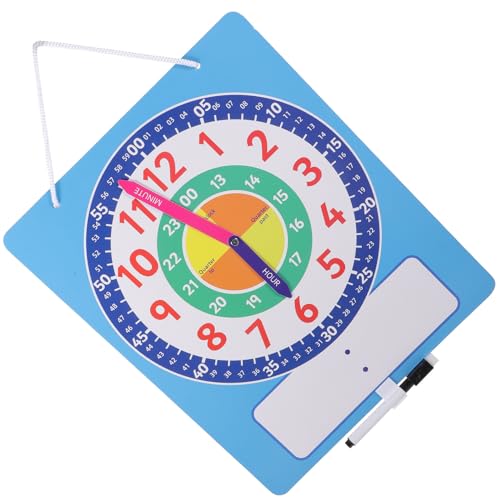Abaodam Reloj Didáctico Superficie Borrable, Modelo de Reloj Números Claros y Colores Brillantes, Juguete Cognitivo para Aprender la Hora Aula Casa
