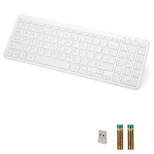 Awaygerous Wireless Bluetooth Keyboard, Universal Multi-Device Keyboard with Number Pad and Media Hotkeys, USB + Dual BT Connection, Ergonomic Design Slim for Windows Computer/Laptop/Tablet