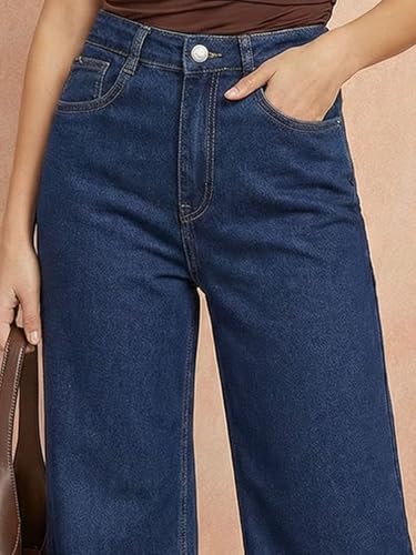 Image of Women's High Waist Denim Jeans | Straight, Relaxed, Wide Leg & Baggy Fit | High Rise Loose Oversized Denim Pants for Women | Comfortable Casual Everyday Wear | Oversized Woman baggys