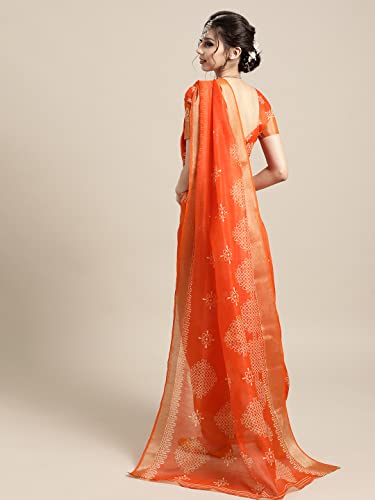 Image of AKHILAM Casual Cotton Geometric Saree with Unstitched Blouse Piece for Women