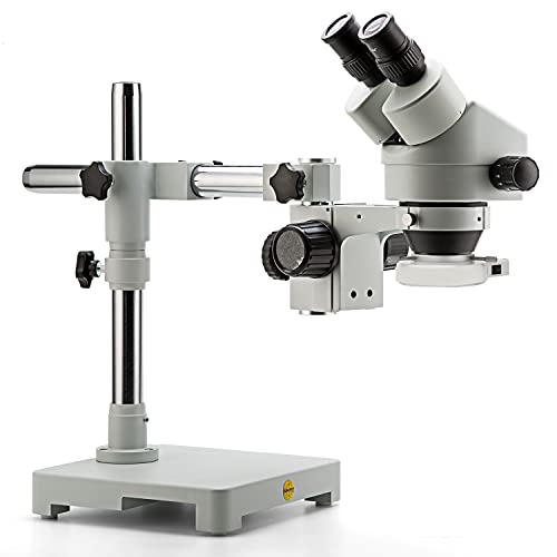 Swift S7 Professional Binocular Stereo Zoom Microscope,Wf10X Eyepieces,3.5X-90X Magnification 0.7X-4.5X Objective,56-Bulb Led Ring Light, Single-Arm Boom Stand,0.5X And 2X Barlow Lens #TOP5