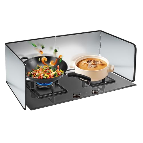 mumisuto Protector de Cocina Plegable, Protector Pared Antisalpicaduras Cocina Fácil de Limpiar, Resistente Al Calor,A La Corrosión y Al óxido, 76,5 x 29,2 x 30,3 cm Protector Salpicaduras Cocina