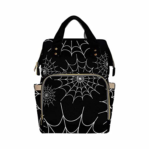 Image of InterestPrint Stylish All-in-One Baby Diaper Bag Backpack for Boy Girl Halloween Spiders Web