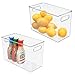mDesign Plastic Food Storage Container Bin with Handles - for Kitchen, Pantry, Cabinet, Fridge/Freezer - Narrow for Snacks, Produce, Vegetables, Pasta - BPA Free, Food Safe - 2 Pack - Clear