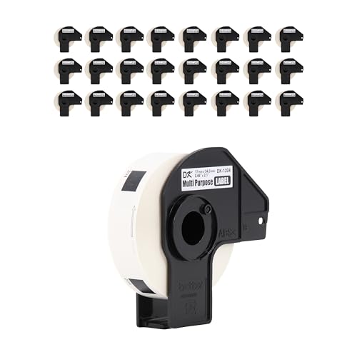 Image of Brother Genuine DK-120424PK Multipurpose Paper Labels, Die-Cut 0.66 inch x 2.1 inch, Engineered for Excellence, 400 Labels Per Roll, 24 Rolls per Box, White, for use with Select Brother QL Label Printers