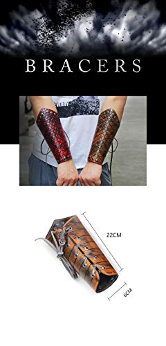 VolksRose Leather Archery Arm Guard, Adjustable Hunting Shooting Arm Guard, Bracers Leather Arm Armor Guard Medieval Rivet Style Armor Costume Traditional Archery Protective Gear, 1 Piece #8 - Thumbnail 4