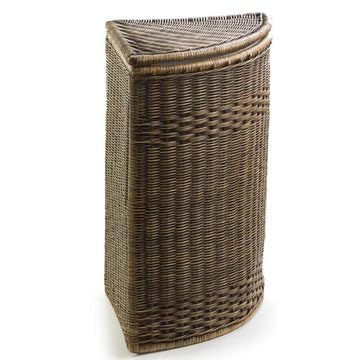 Image of wicker Corner Laundry Basket with Lid| laundry basket with lid | storage basket Laundry Hampers(15 inchL x 15 inchW x 28 inchH) (Brown)