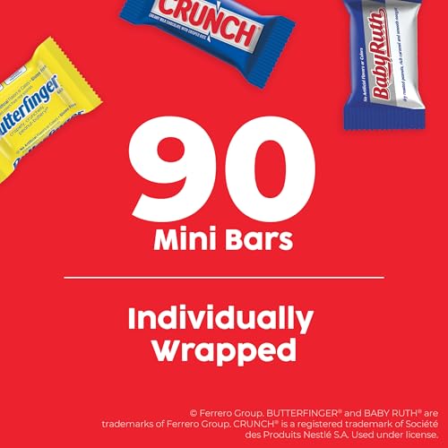 Image of Assorted Butterfinger, Crunch, and Baby Ruth Mini Chocolates, 90 count Party Pack, 32.4 oz