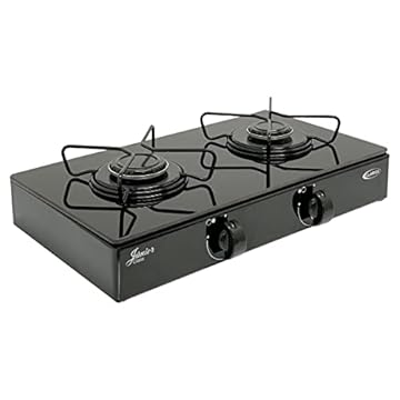 Fogão gás junior glass 2 bocas - Preto