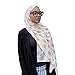 Floral Print Hijab Jersey Scarf, White with Pink Roses Pattern, Lightweight Cotton Blend, Modest Fashion Headscarf