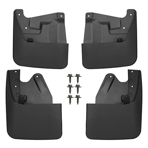 Image of Mud Flaps Kit Compatible for Toyota Tundra 2022-2023, Quality Plastic Black Front and Rear Splash Guards