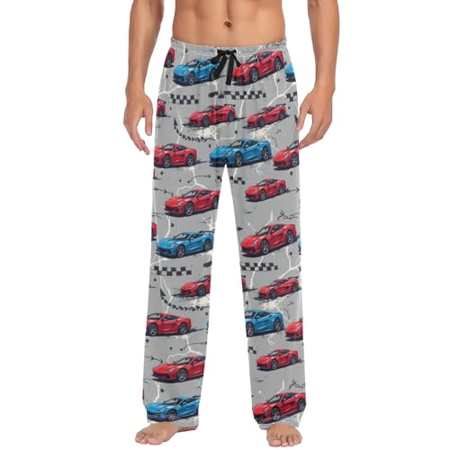 Red Blue Sportcar Truck Pajama Pants Cracked Arrow Race Cars Men's Pajama Bottoms Lounge Sleepwear PJs Sleep Pants XL
