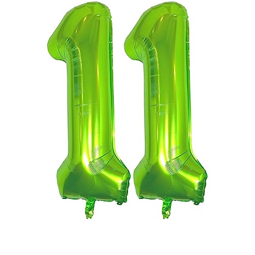 DIWULI Number Balloons 40 Inch Green - Large Number 11 Balloons, Big Green Balloons, Helium 11th Birthday Party Decorations Supplies Foil Balloons Numbers for Women Men, Big Balloon Years Anniversary