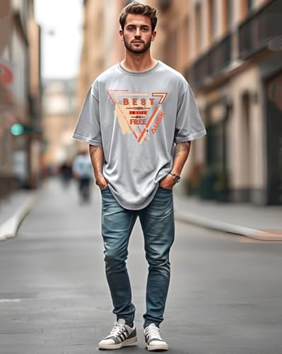 Image of AUSK T-Shirt for Mens with Round Neck Oversized Drop Shoulder